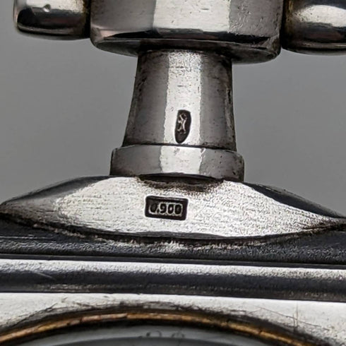 Around 1910 Antique Omega pocket watch with swan engraving square silver side case works well